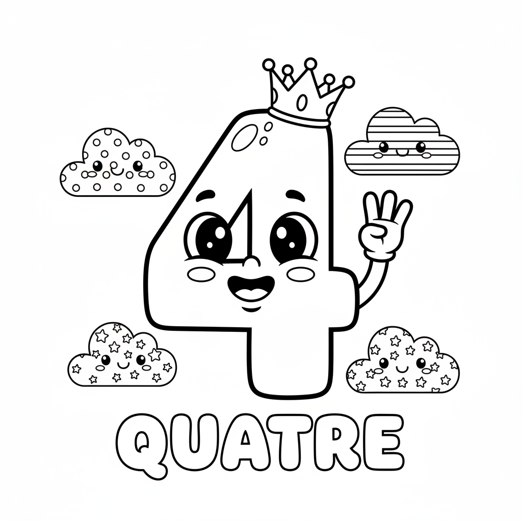 Coloriage coloriage nombre 4