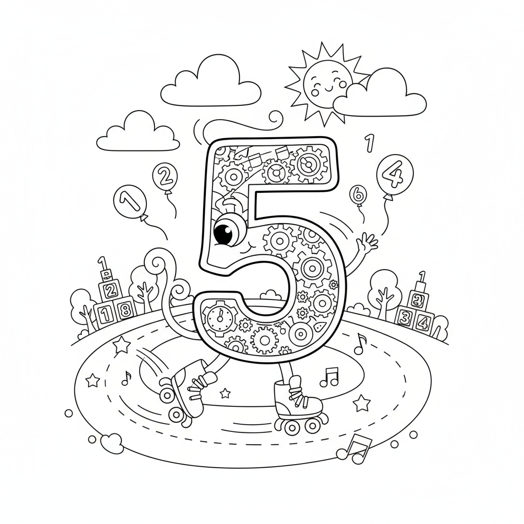 Coloriage coloriage nombre 5