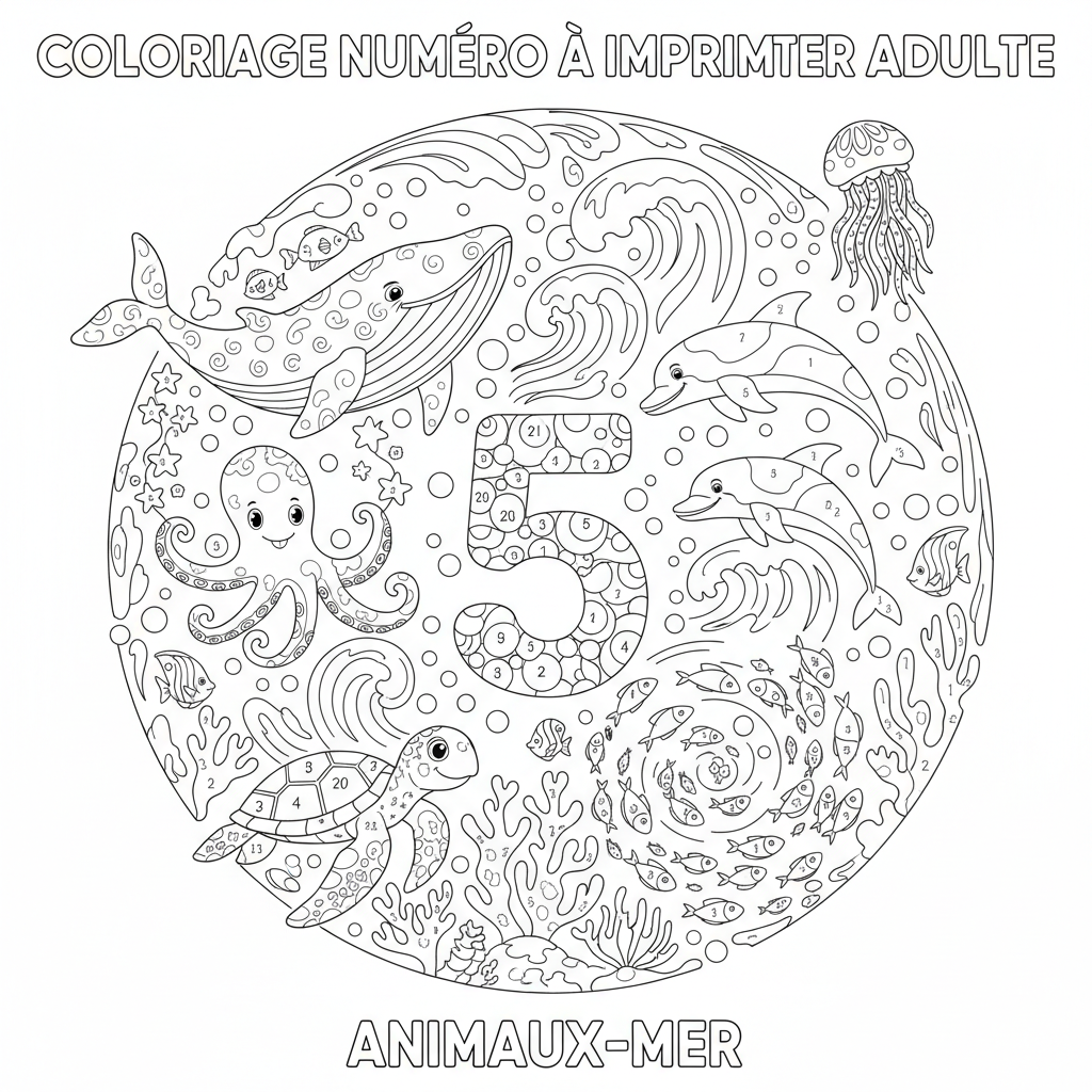 Coloriage coloriage numéro à imprimer adulte 5