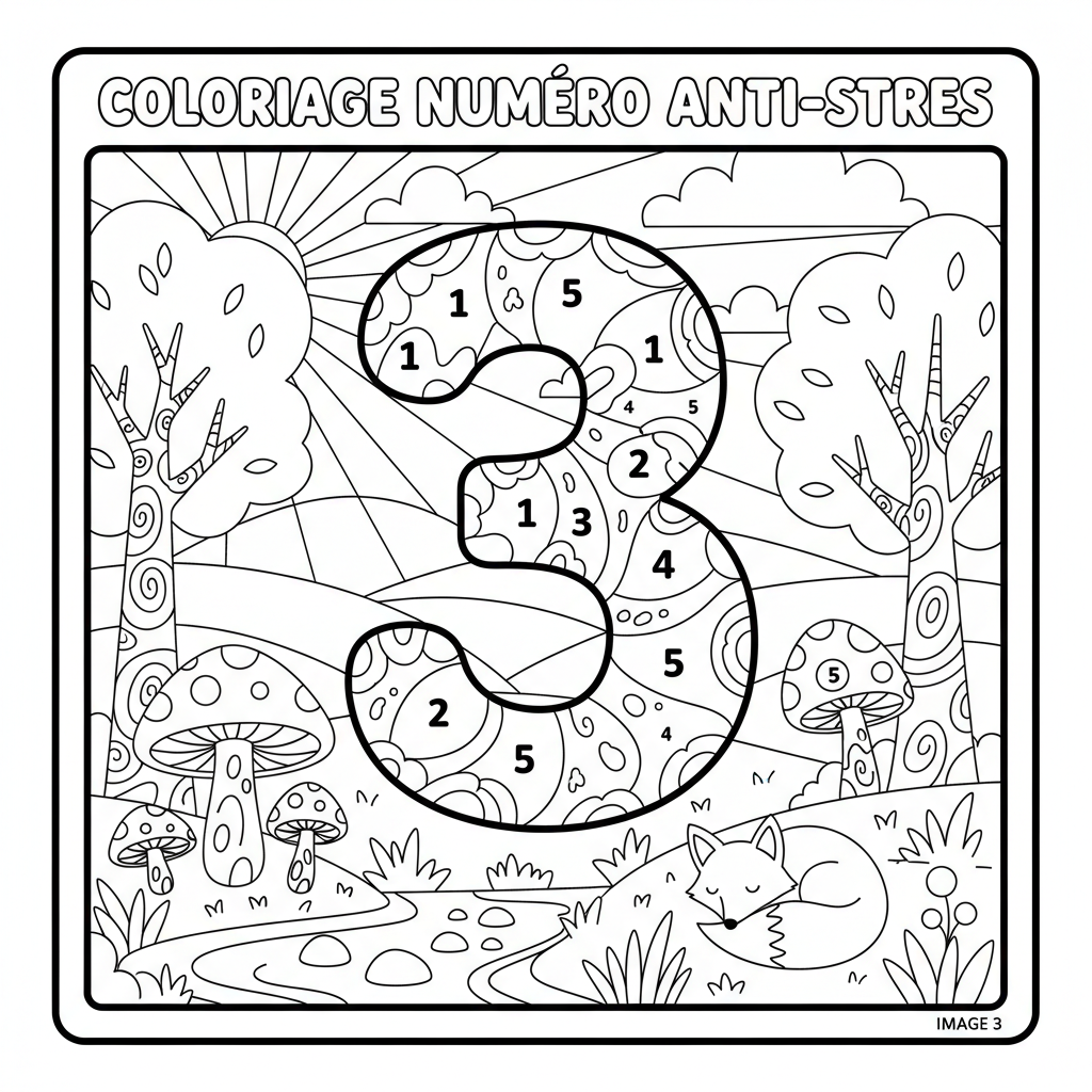 Coloriage coloriage numéro adulte 3