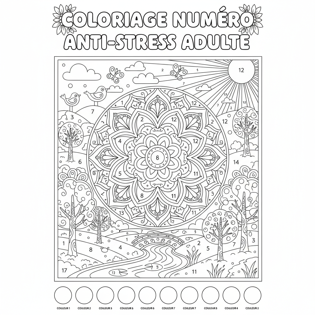 Coloriage coloriage numero adulte 3