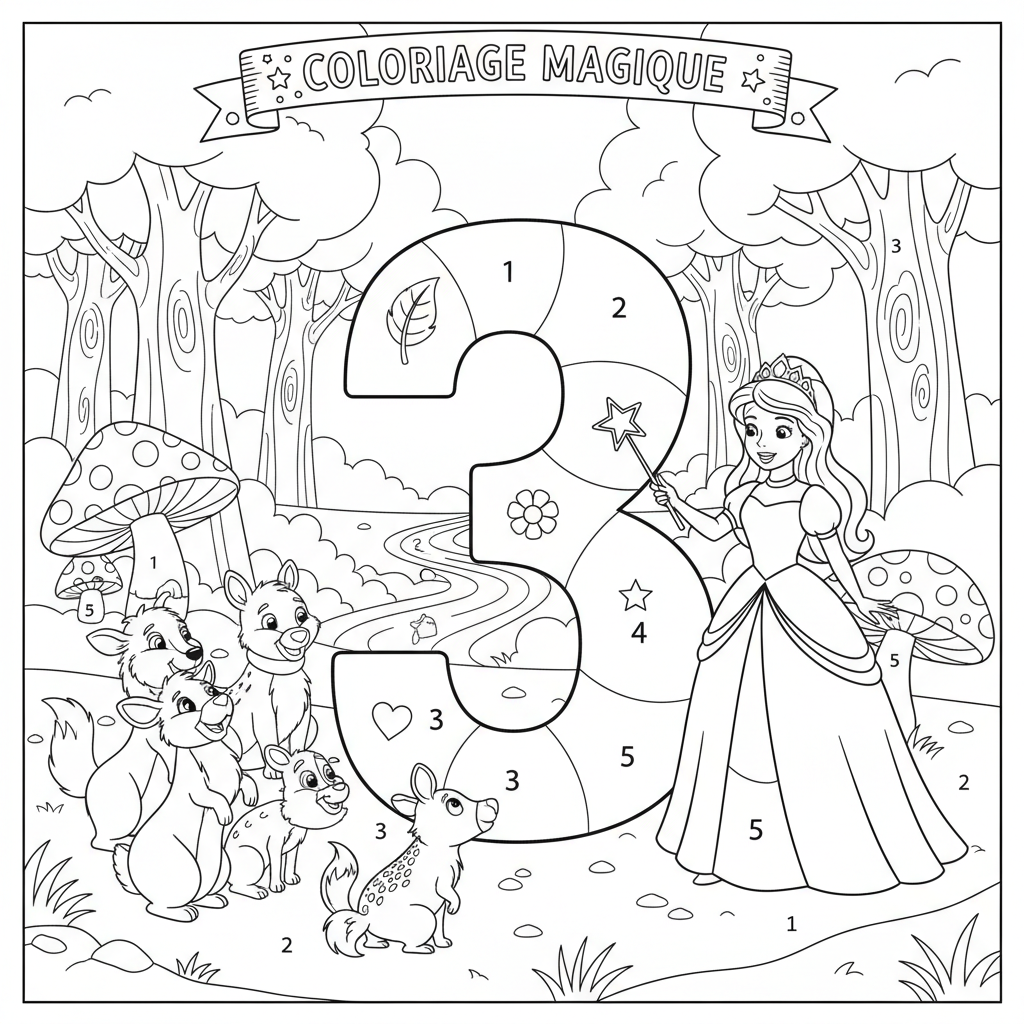 Coloriage coloriage numero disney 3