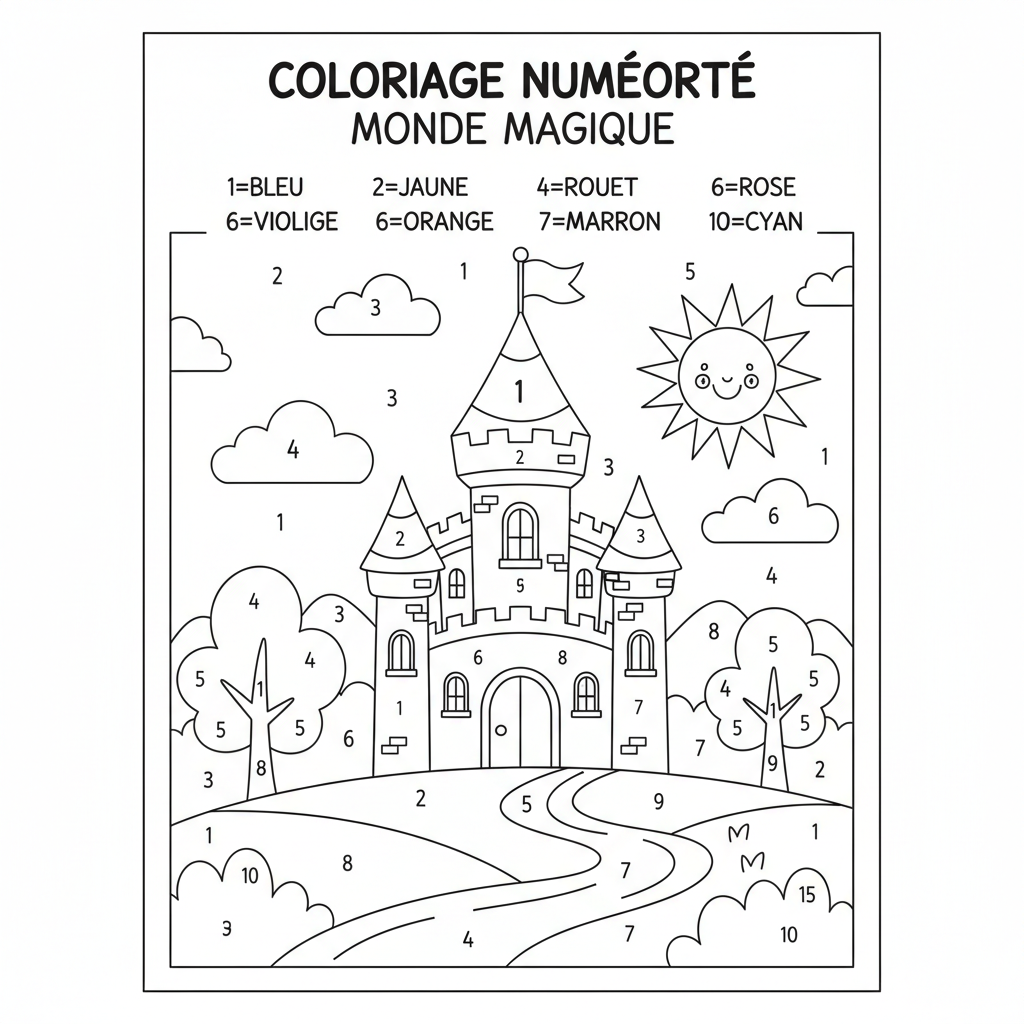 Coloriage coloriage numéroté disney 3