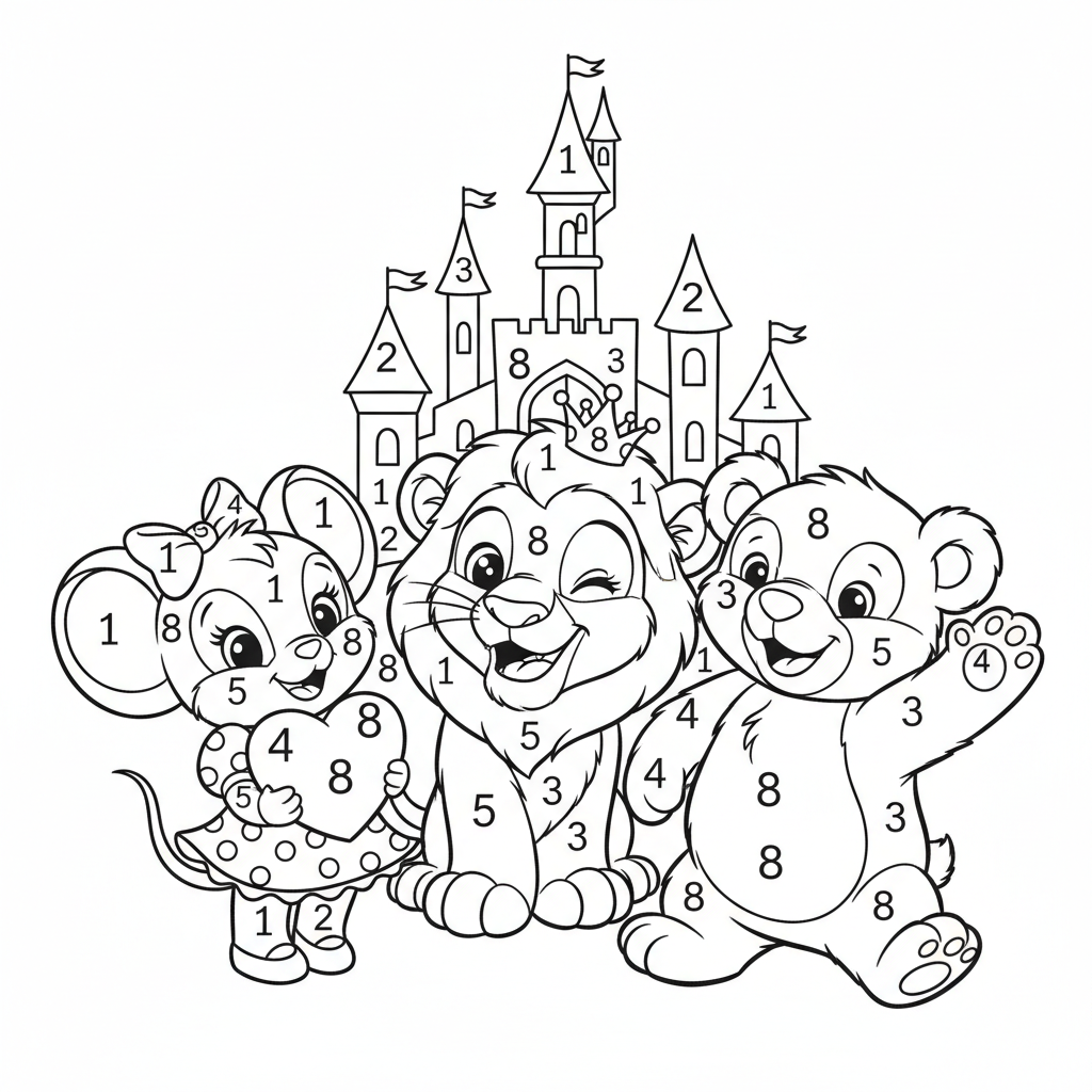Coloriage coloriage numéroté disney 4