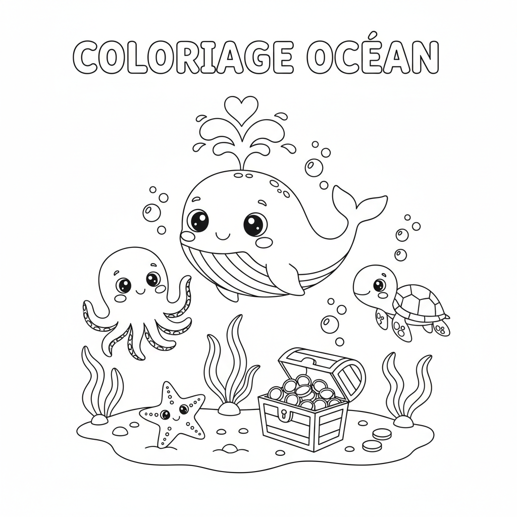Coloriage Océan Gratuit à Imprimer pour les Enfants