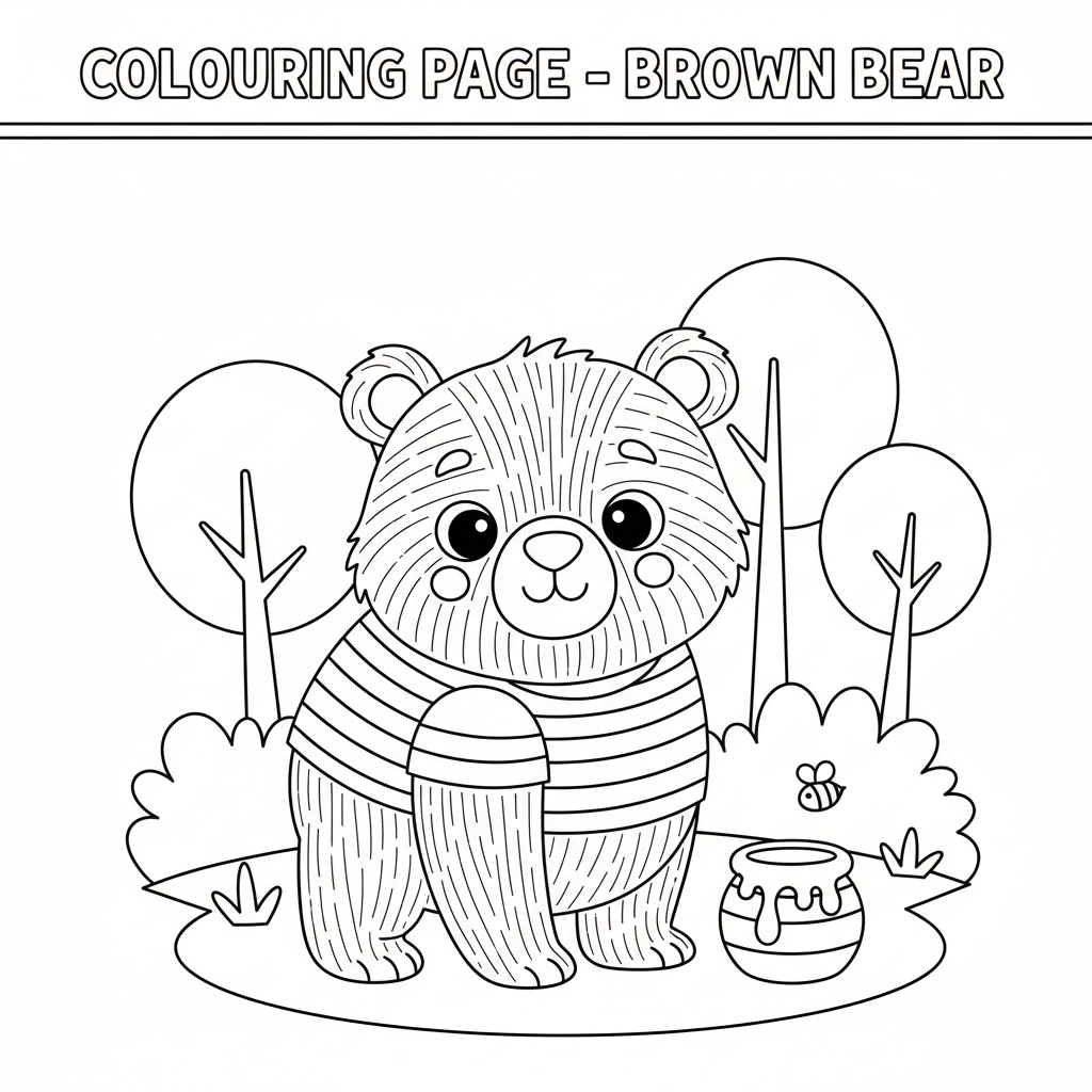 Coloriage Ours Brun Gratuit à Imprimer pour les Enfants