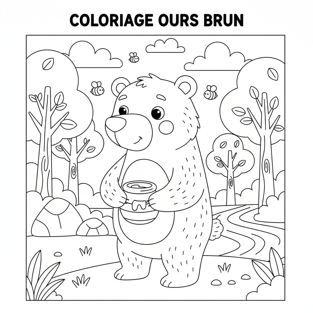 Coloriage coloriage ours brun 2