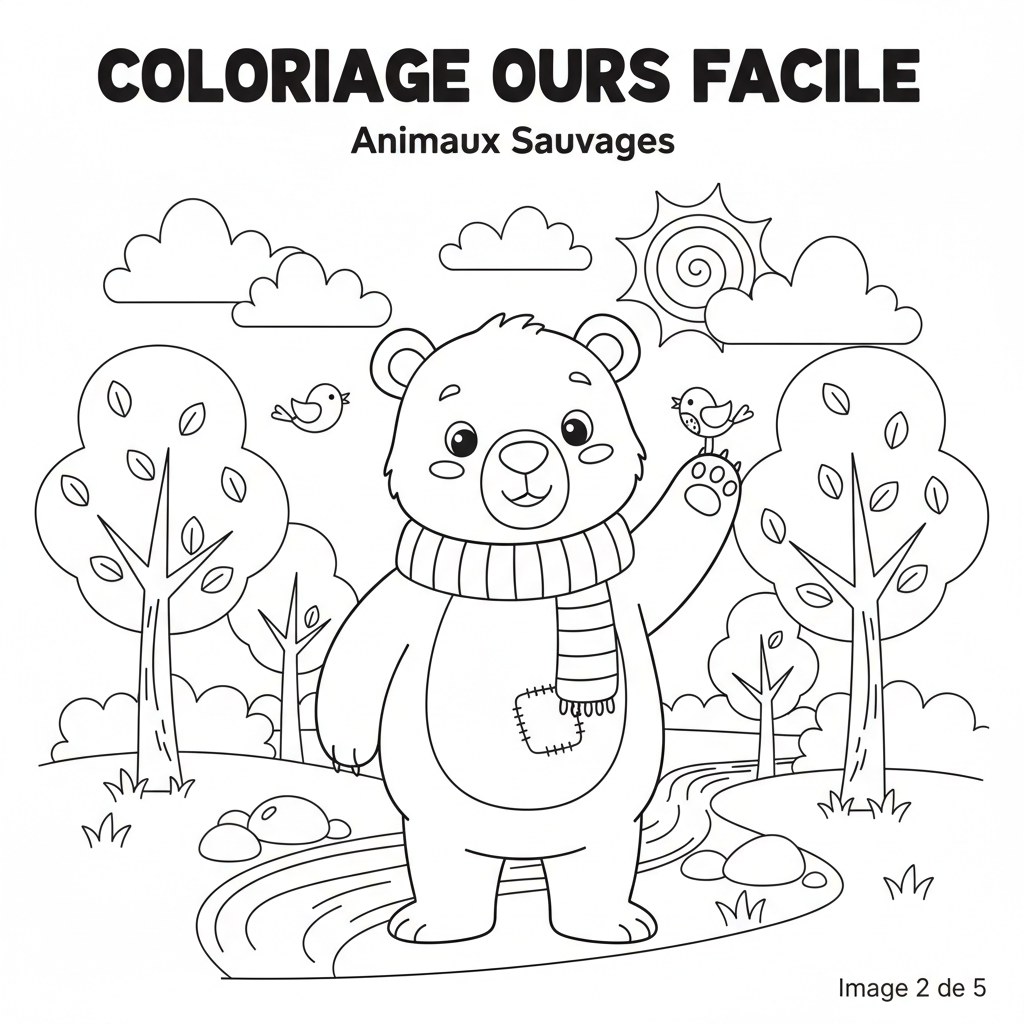 Coloriage coloriage ours facile 2