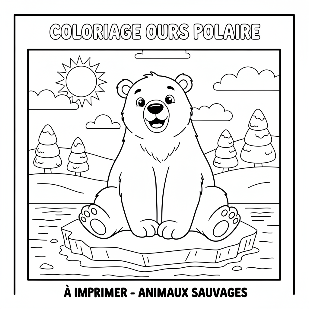 Coloriage coloriage ours polaire à imprimer 3