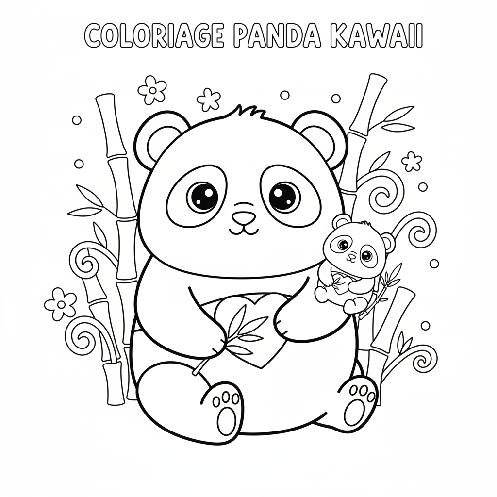 Coloriage coloriage panda kawaii 2