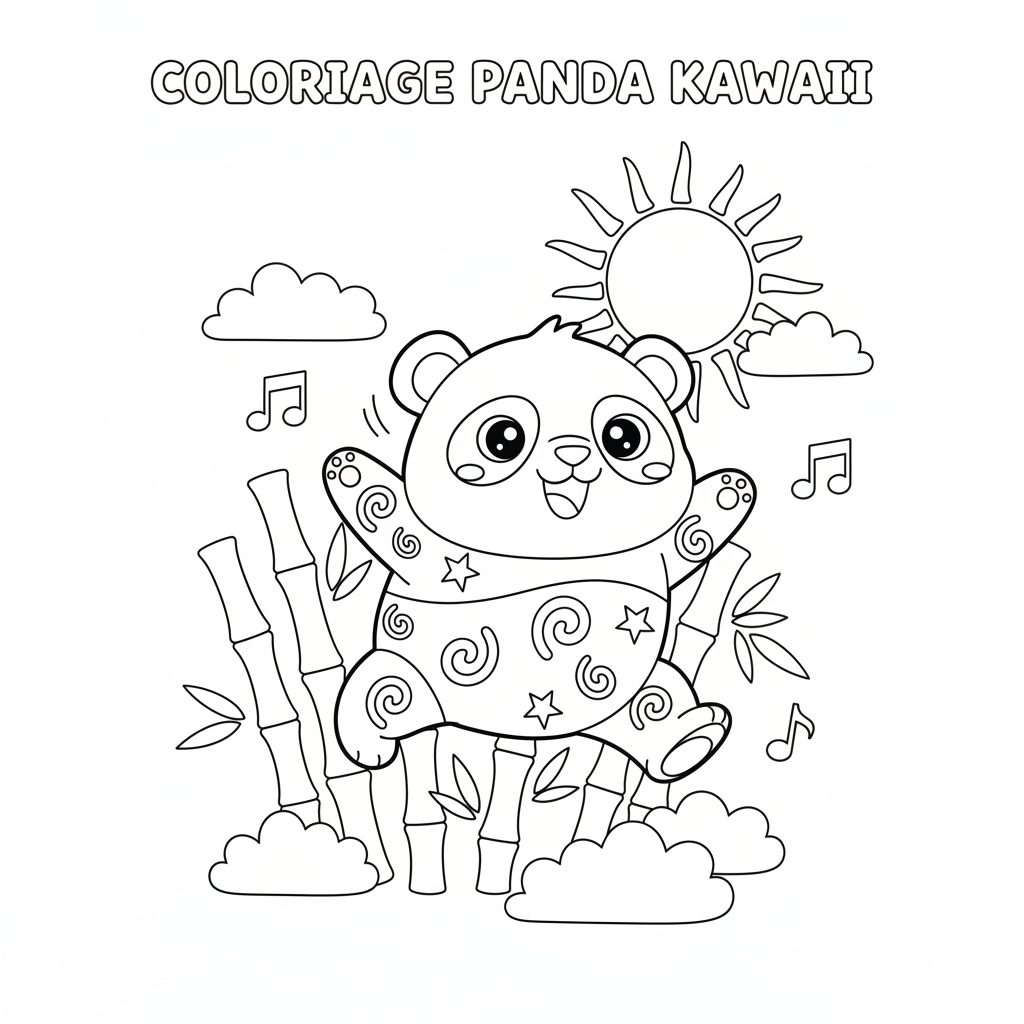 Coloriage coloriage panda kawaii 5