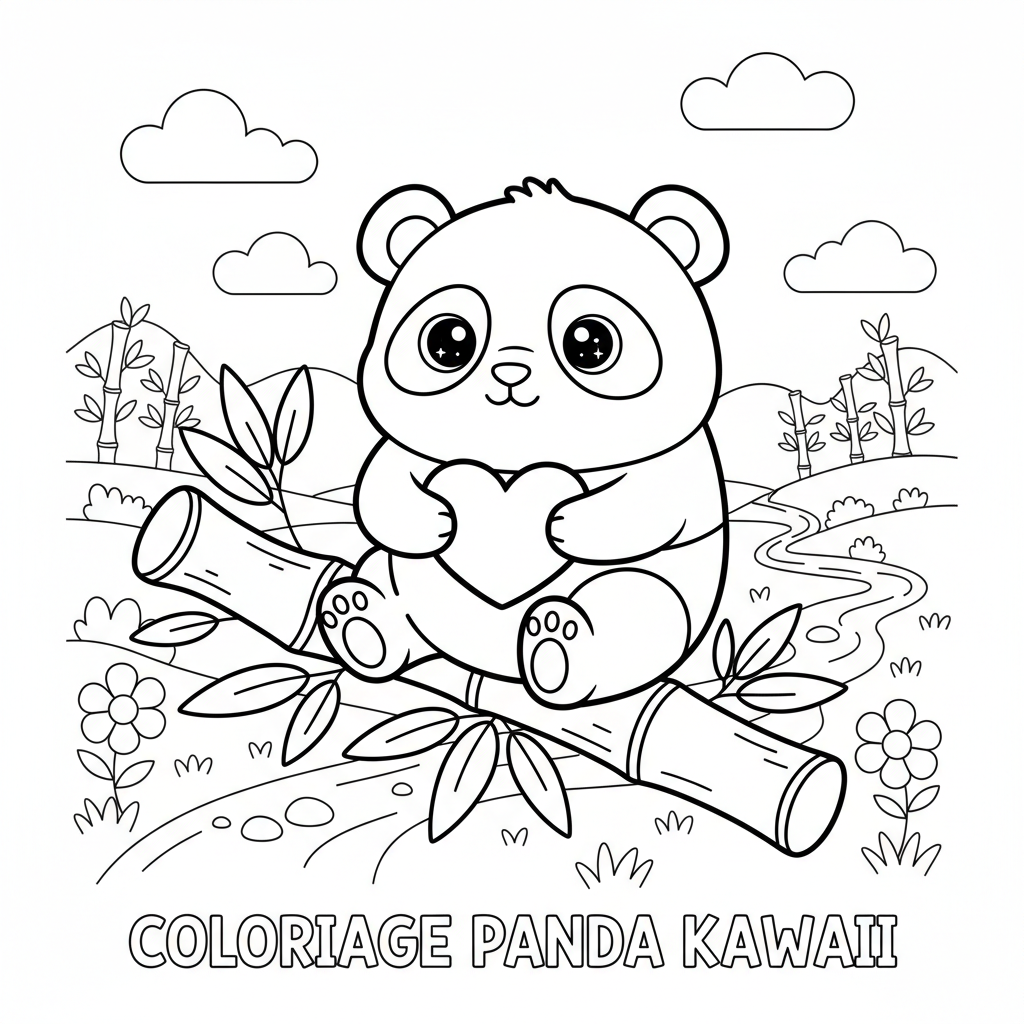 Coloriage coloriage panda kawaii à imprimer 3