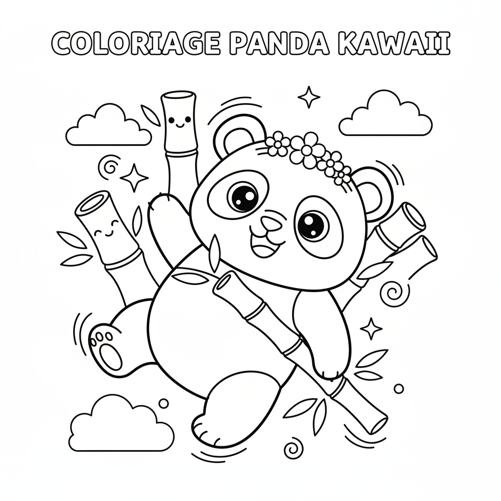 Coloriage coloriage panda kawaii à imprimer 5