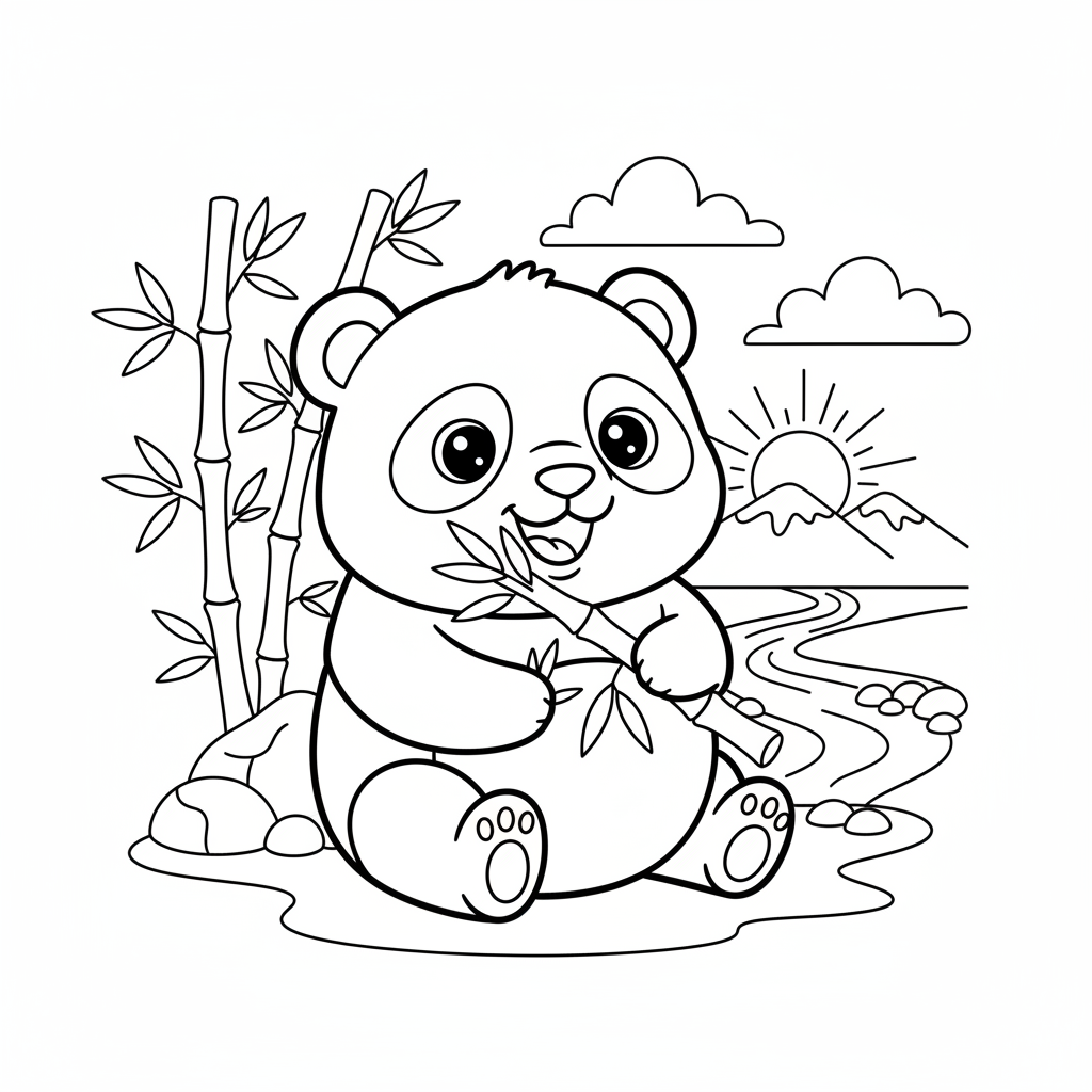 Coloriage coloriage panda mignon 3