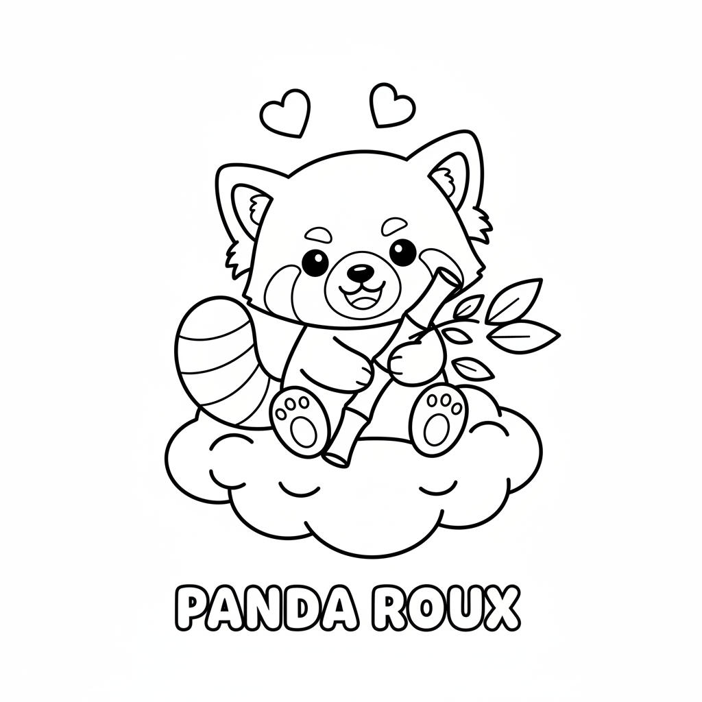 Coloriage Panda Roux Kawaii à Imprimer Gratuitement