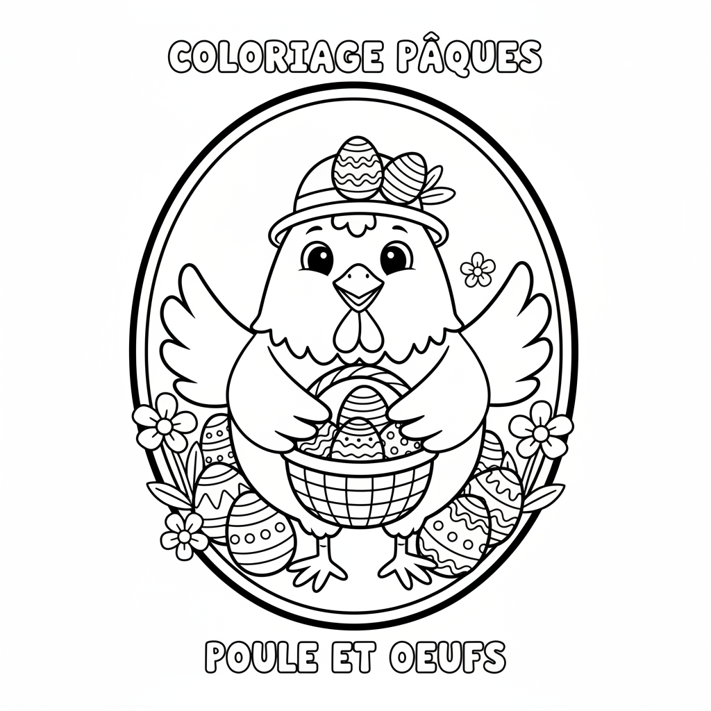 Coloriage Paques Poule Gratuit à Imprimer pour Enfants