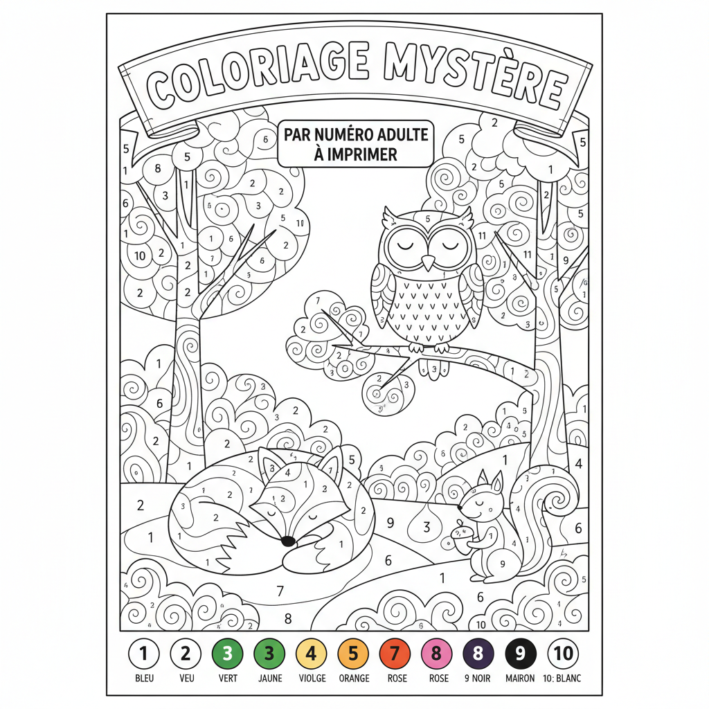 Coloriage coloriage par numéro adulte à imprimer 3