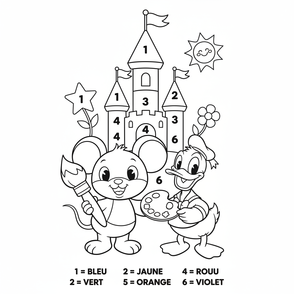 Coloriage coloriage par numero disney