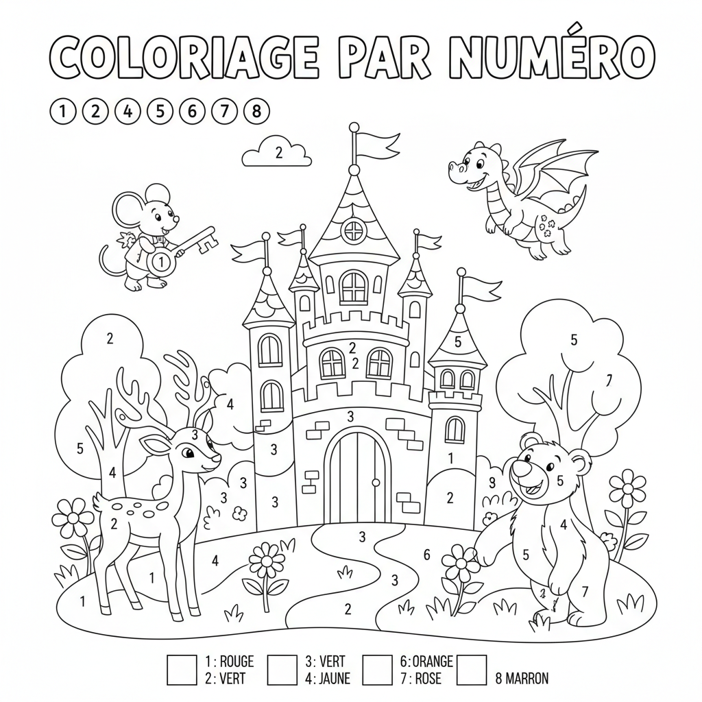 Coloriage coloriage par numéro disney 2