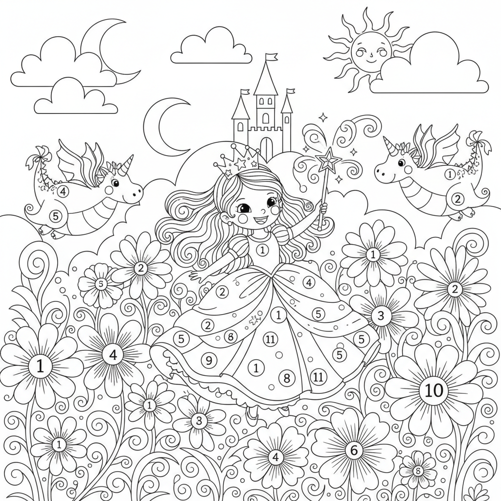 Coloriage coloriage par numéro disney 5