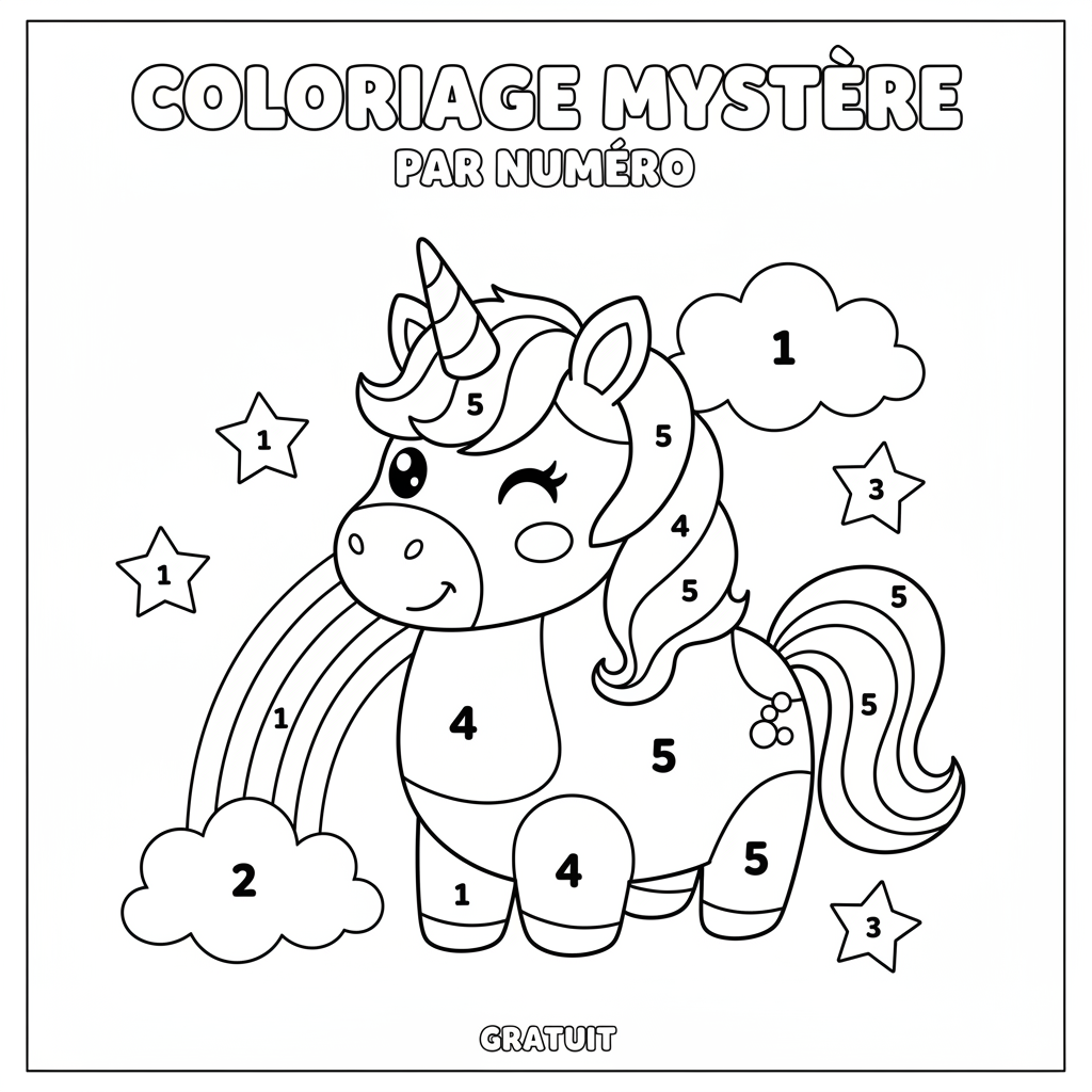 Coloriage Par Numéro Gratuit à Imprimer pour les Enfants