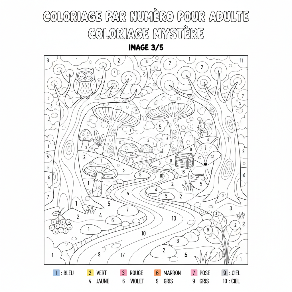 Coloriage coloriage par numero pour adulte 3