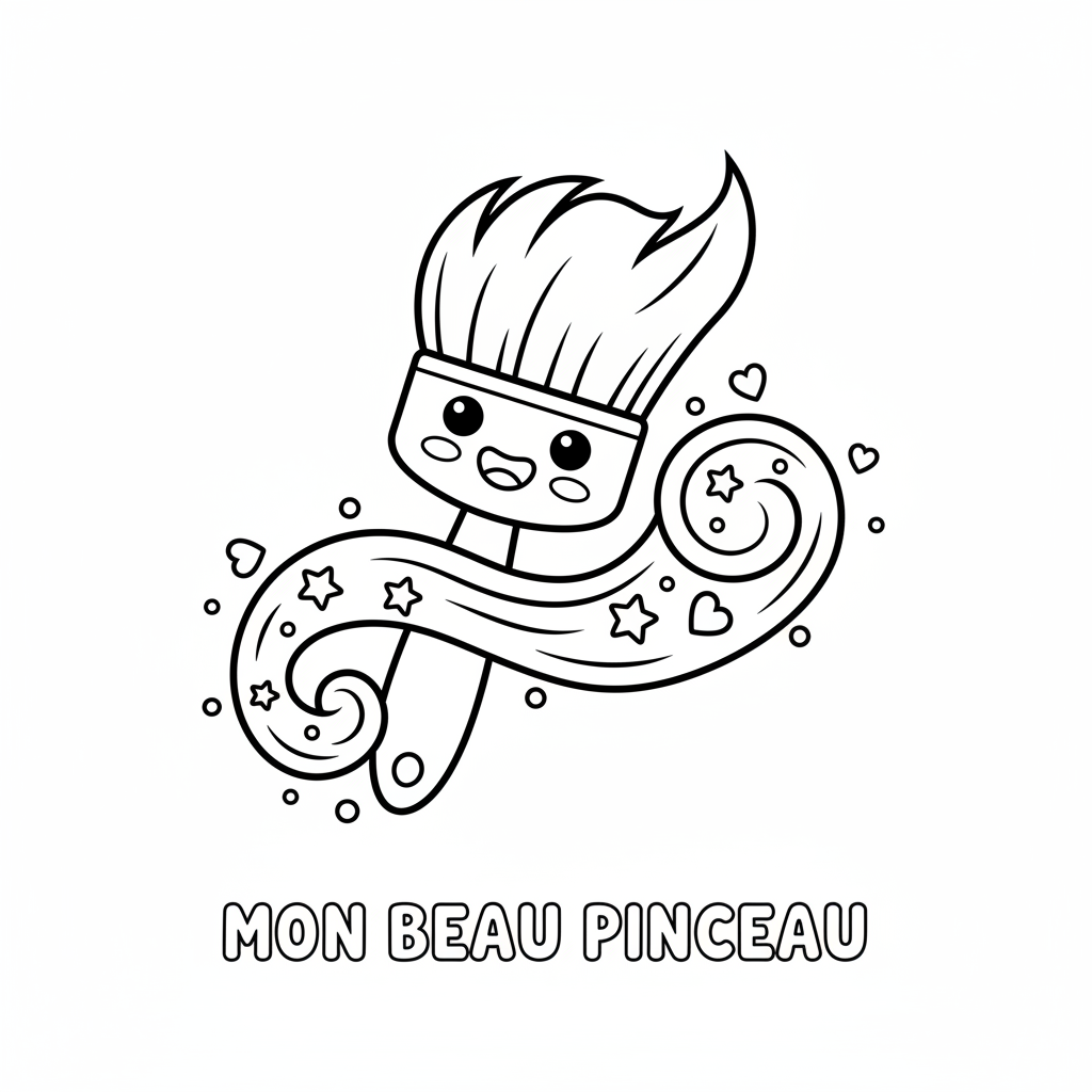 Coloriage Pinceau Gratuit à Imprimer pour Enfant