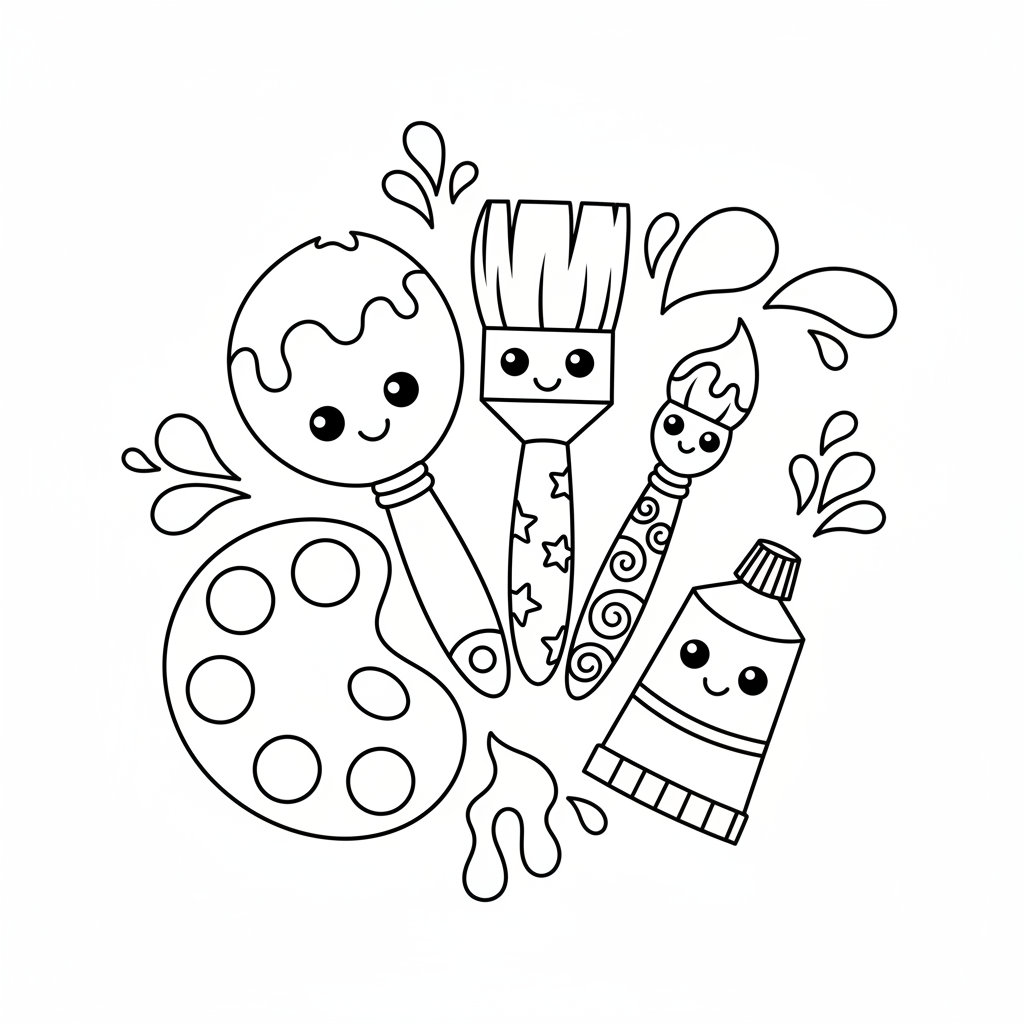 Dessins de Coloriage Pinceaux à Imprimer Gratuitement