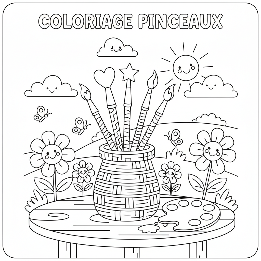 Coloriage coloriage pinceaux 3