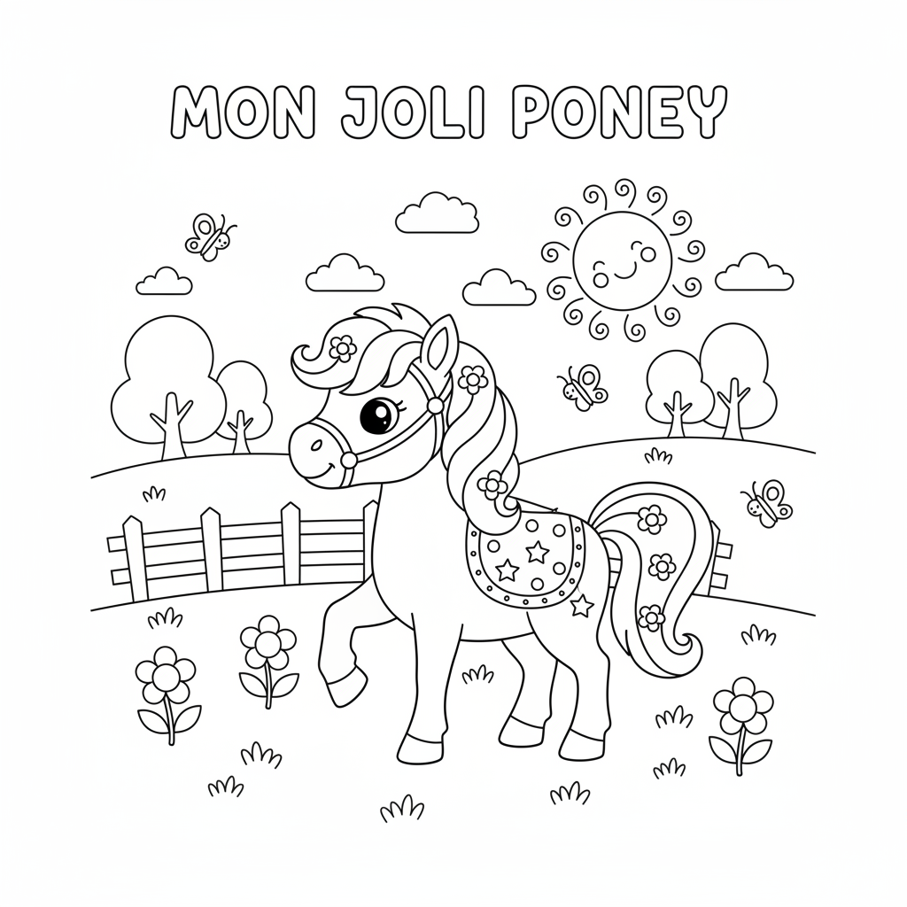 Coloriage coloriage poney 2