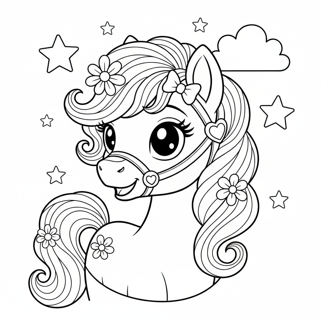 Coloriage coloriage poney 4