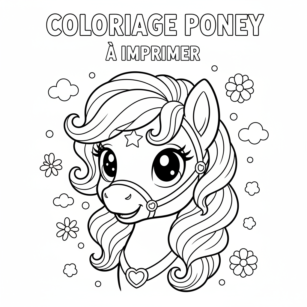 Coloriage coloriage poney à imprimer 4
