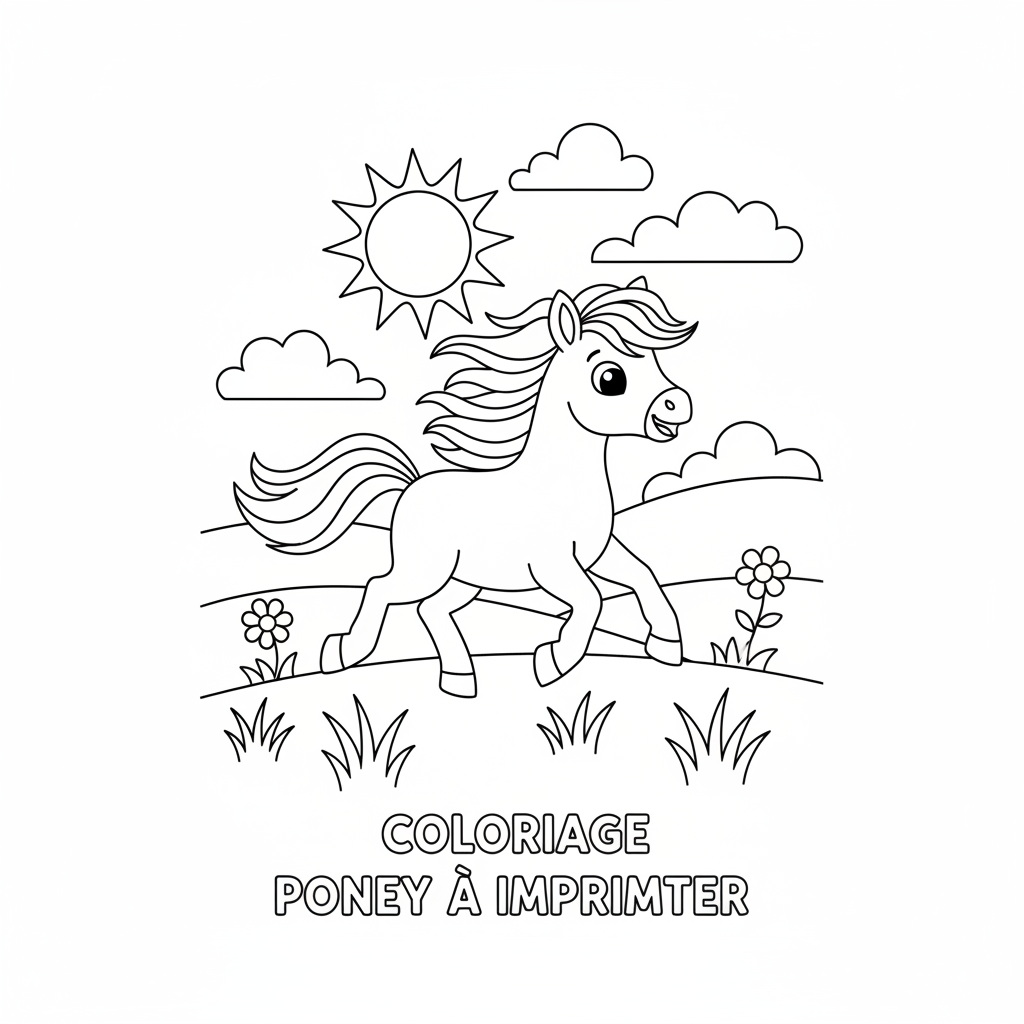 Coloriage coloriage poney à imprimer 5