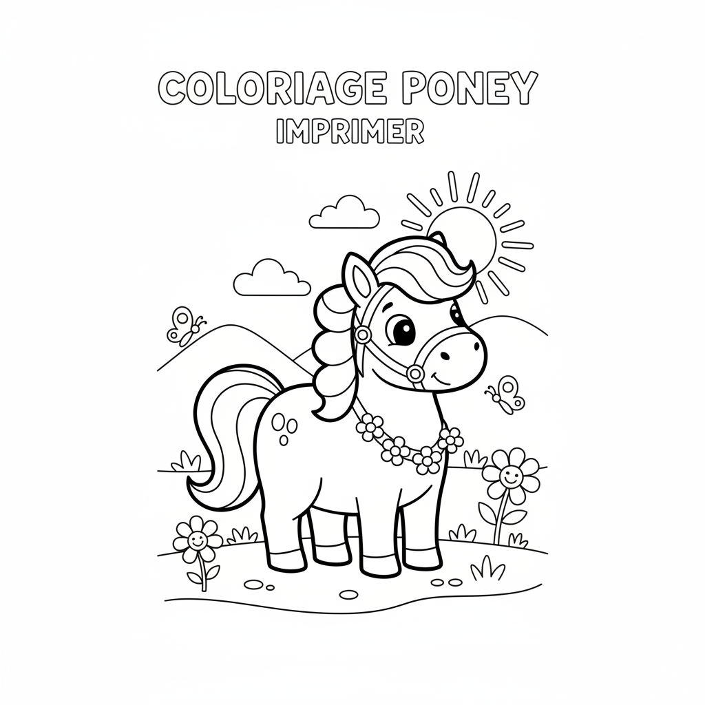 Coloriage Coloriage Poney Imprimer Gratuit à Imprimer