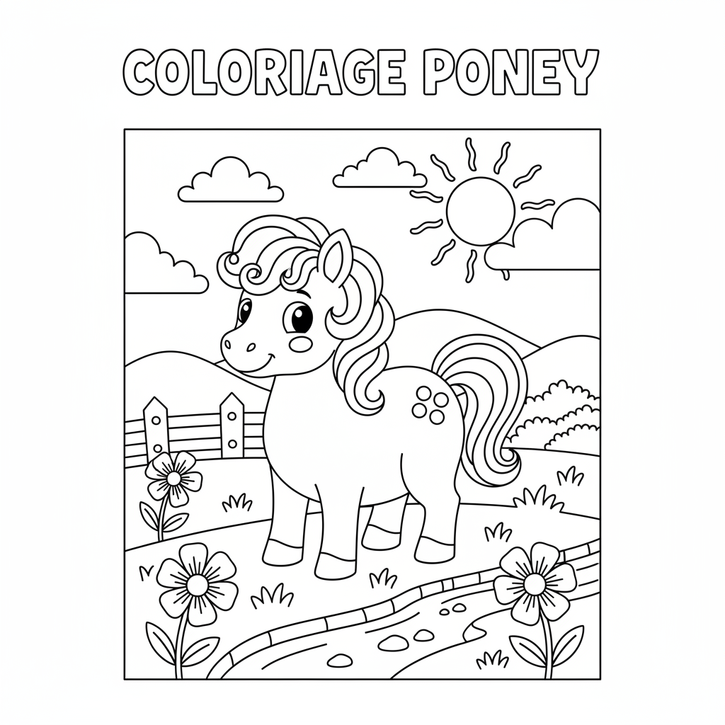 Coloriage coloriage poney imprimer 3
