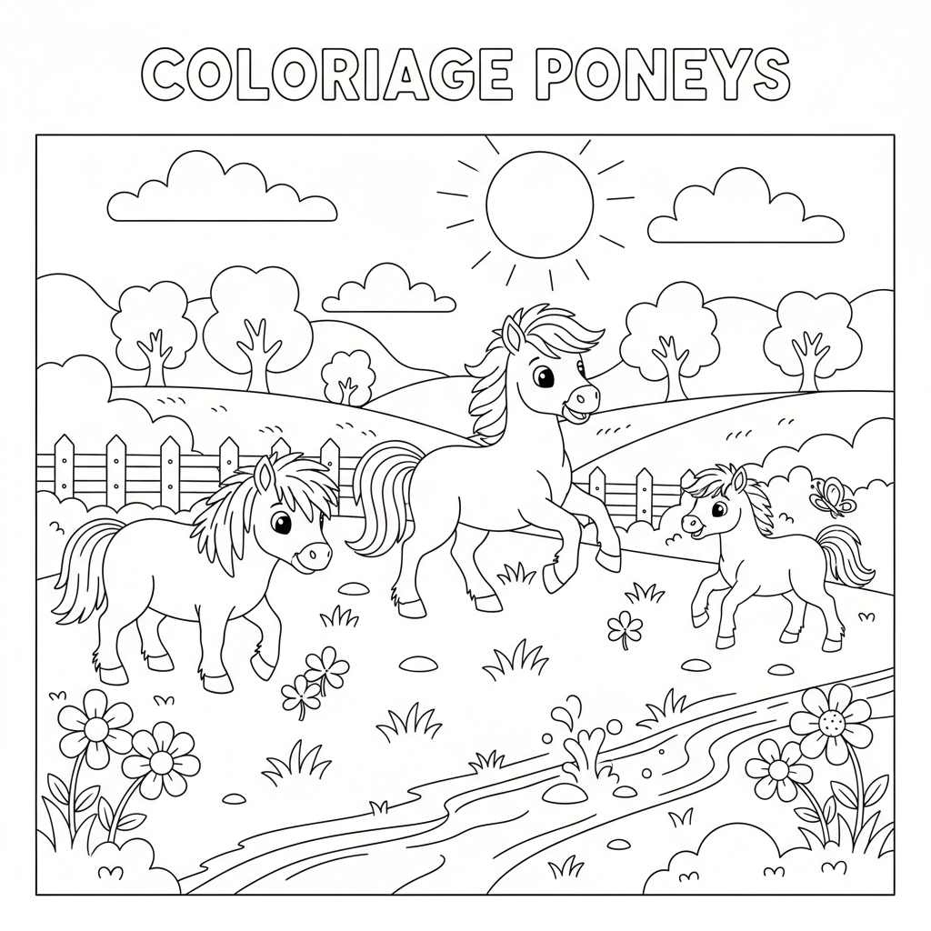 Coloriage coloriage poneys 3