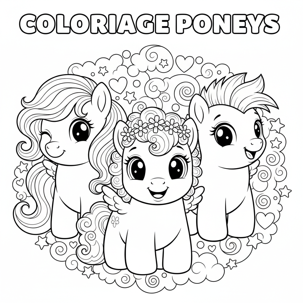 Coloriage coloriage poneys 4