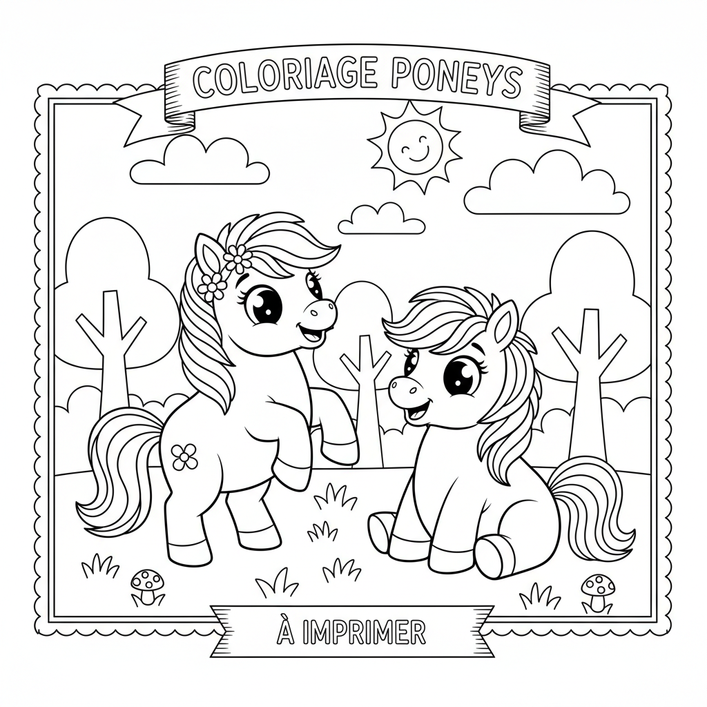 Coloriage coloriage poneys à imprimer 2