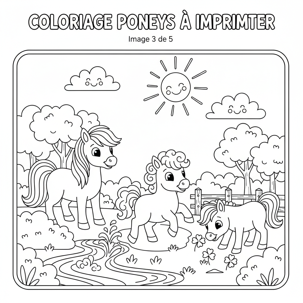 Coloriage coloriage poneys à imprimer 3