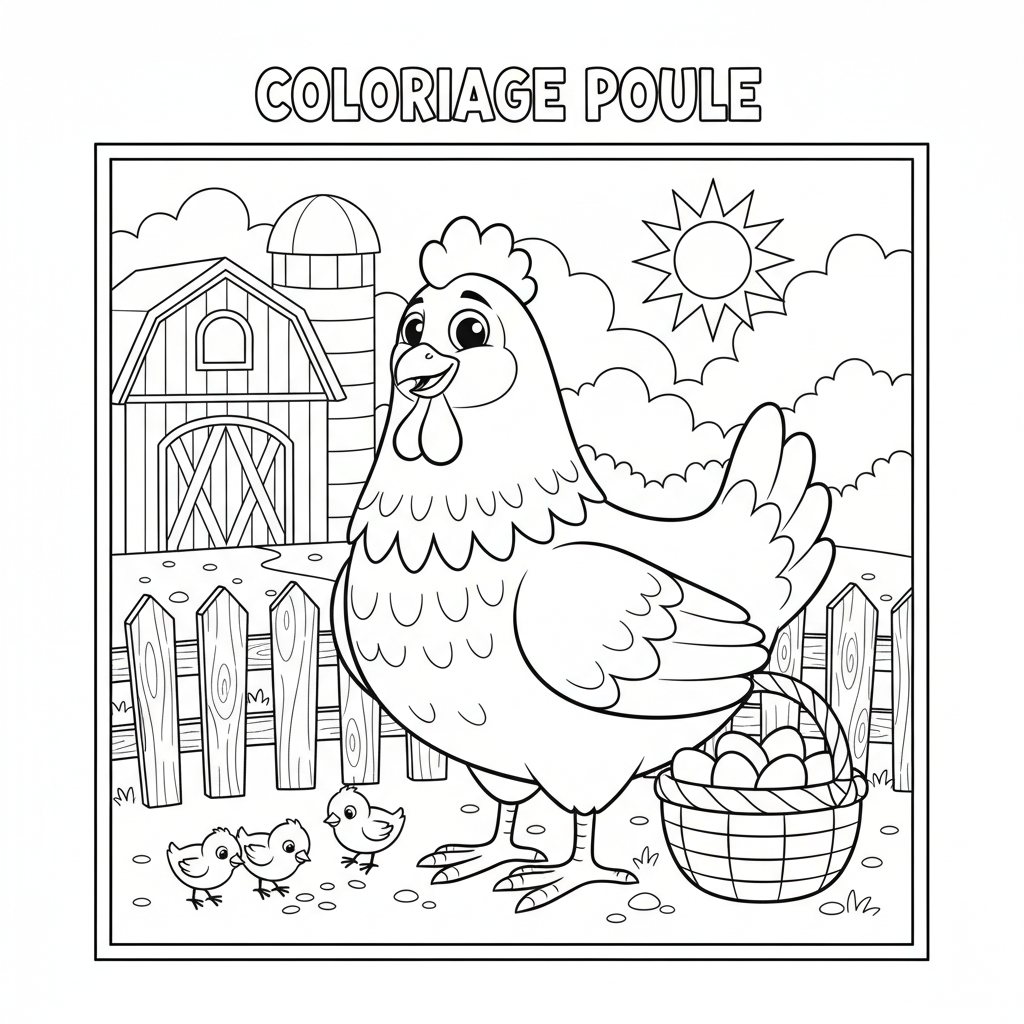 Coloriage coloriage poule 2