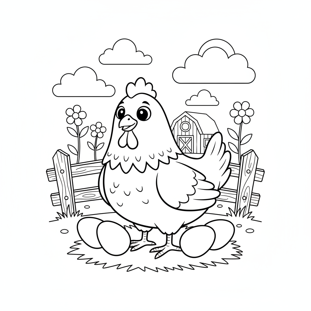 Coloriage coloriage poule 3