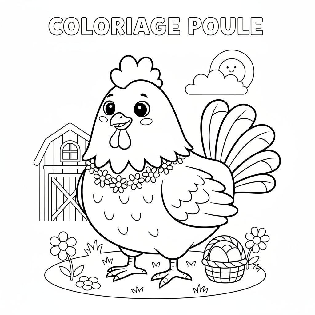 Coloriage Coloriage Poule À Imprimer Gratuit à Imprimer