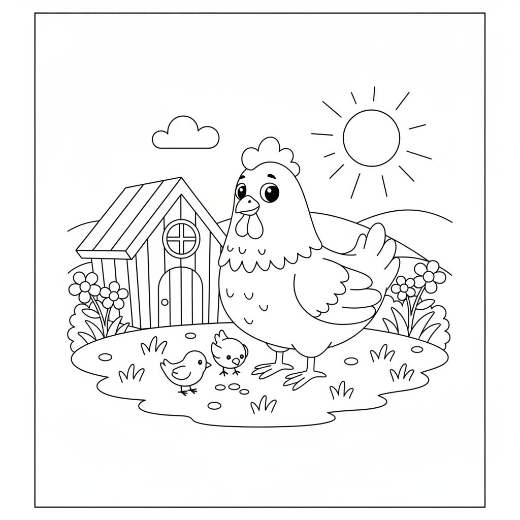 Coloriage coloriage poule à imprimer 3
