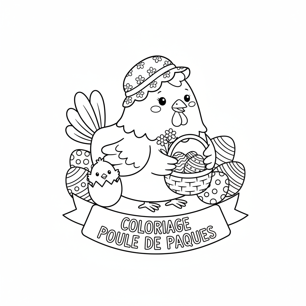 Coloriage Poule de Paques Gratuit à Imprimer