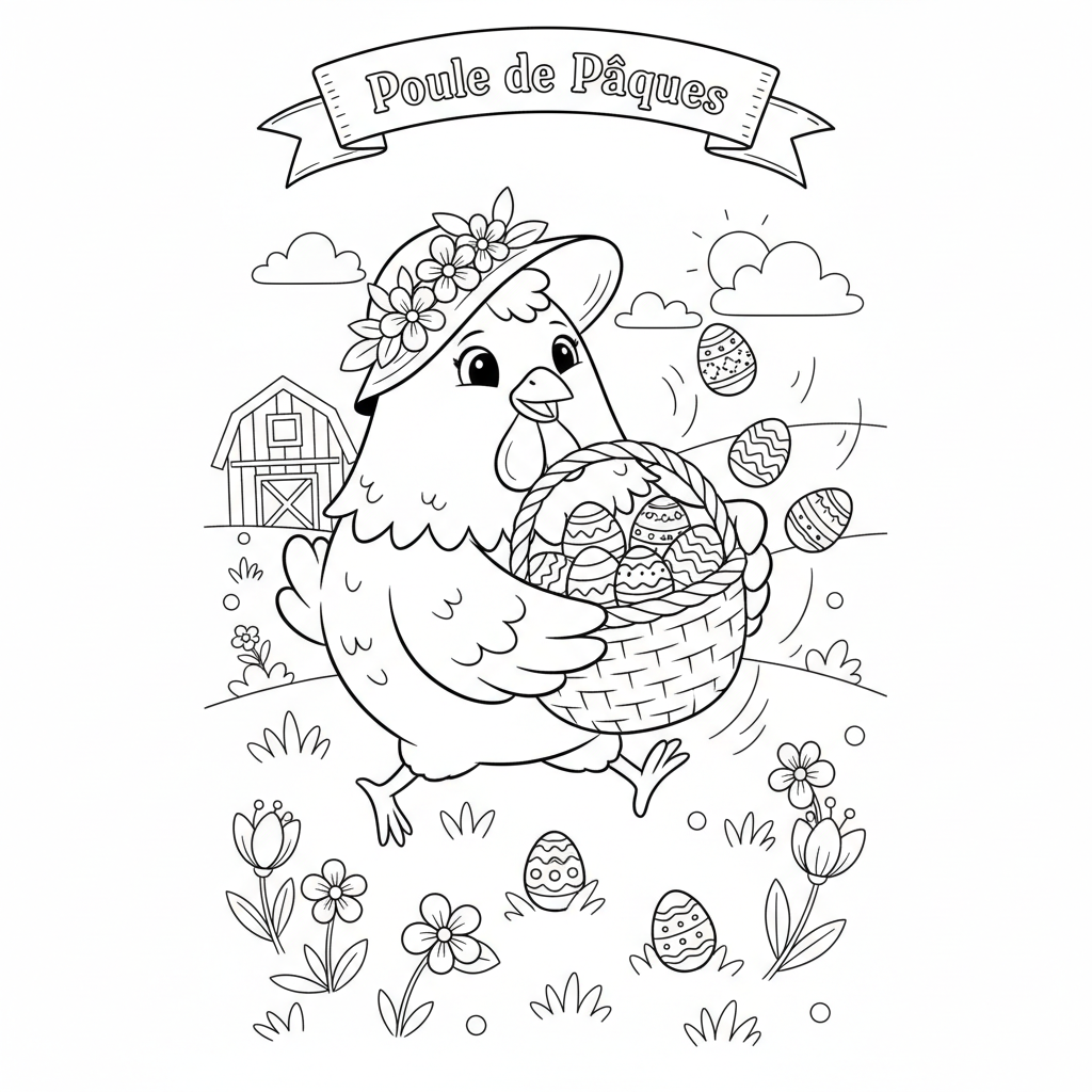Coloriage coloriage poule de paques 5