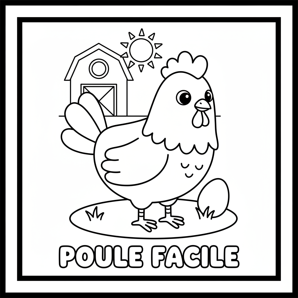 Coloriage Poule Facile à Imprimer pour Enfants