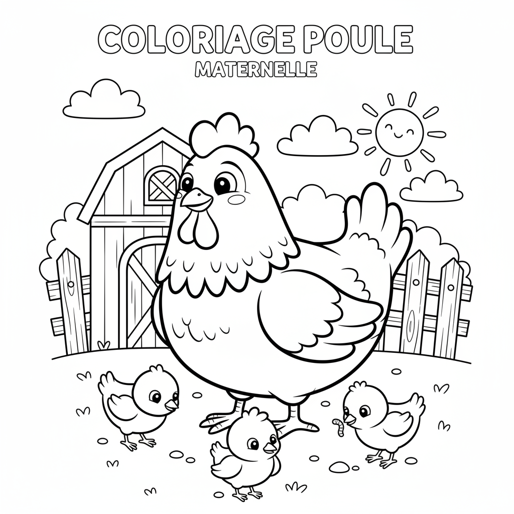 Coloriage Poule Maternelle Gratuit à Imprimer