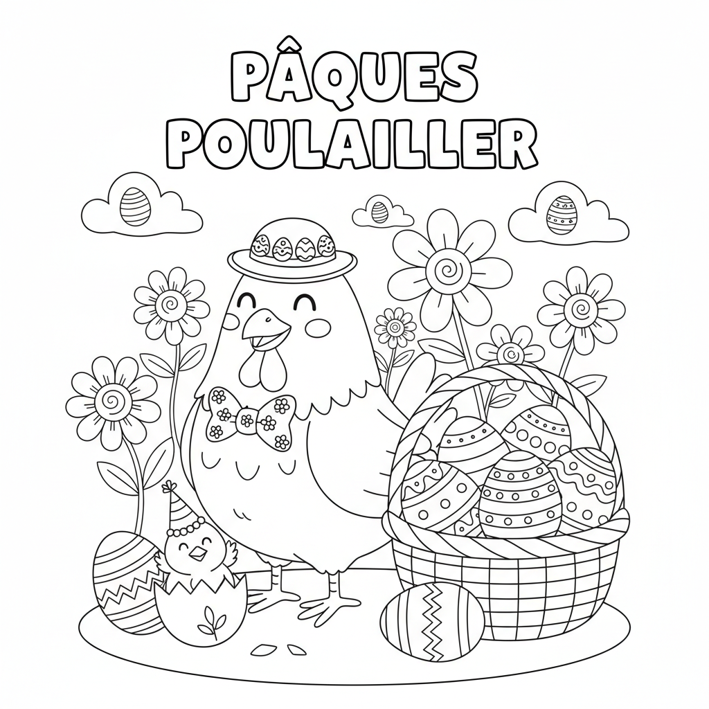 Coloriage coloriage poule paques 2