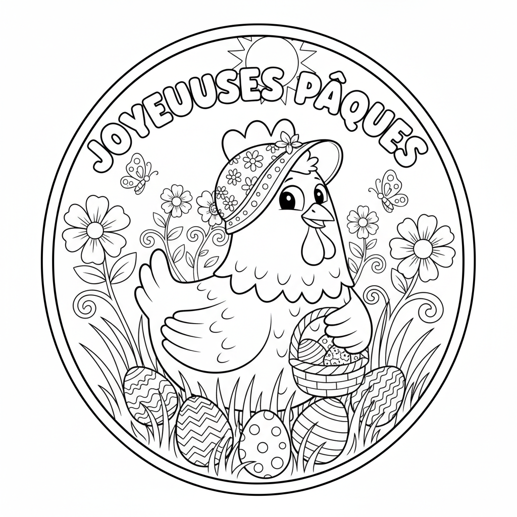 Coloriage coloriage poule paques 3