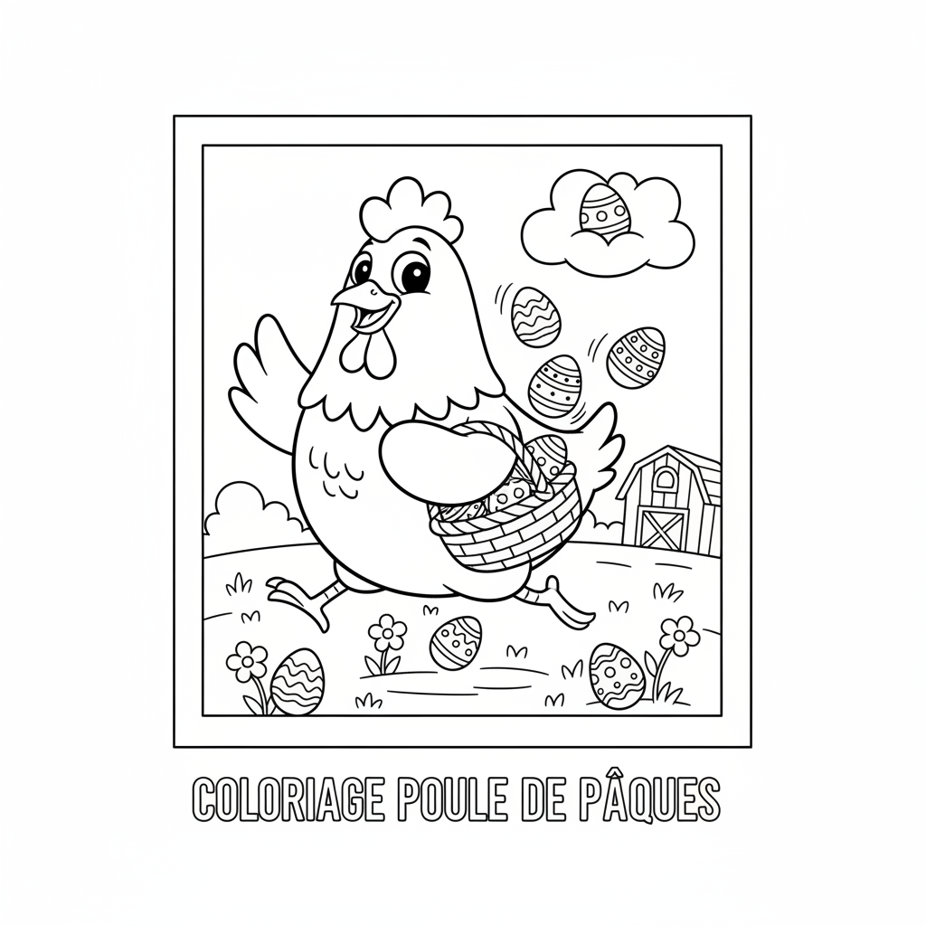 Coloriage coloriage poule paques 5